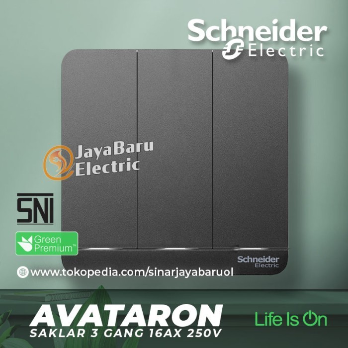 Saklar SCHNEIDER AvatarOn Avatar On 3Gang 3 Gang 1Arah Hotel Dark Grey
