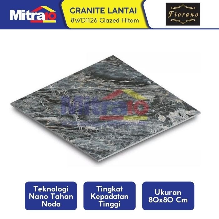 Granit Lantai Fiorano 8WD1126 80x80cm Hitam Glazed