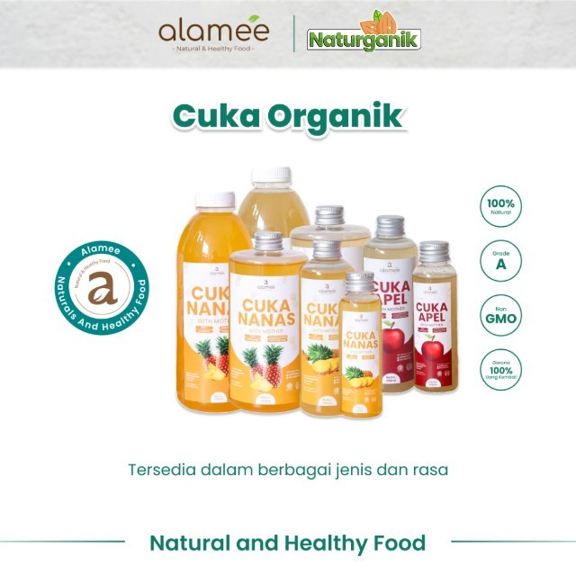 

alamee cuka murni premium tanpa bahan tambahan lain cuka apel cuka nanas organik Naturganik