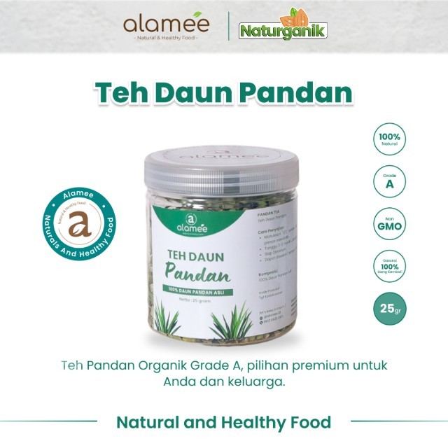 

ALAMEE Pandan Leaf Tea Teh Daun Kering Organik Toples 25gr Premium Naturganik