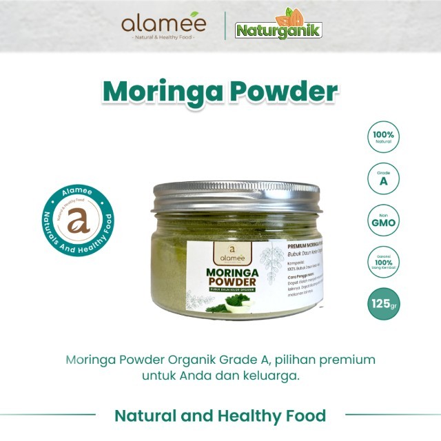 

ALAMEE Bubuk Minuman Daun Kelor Moringa Powder Serbuk Daun Kelor Herbal Tanpa Gula 125gr Naturganik