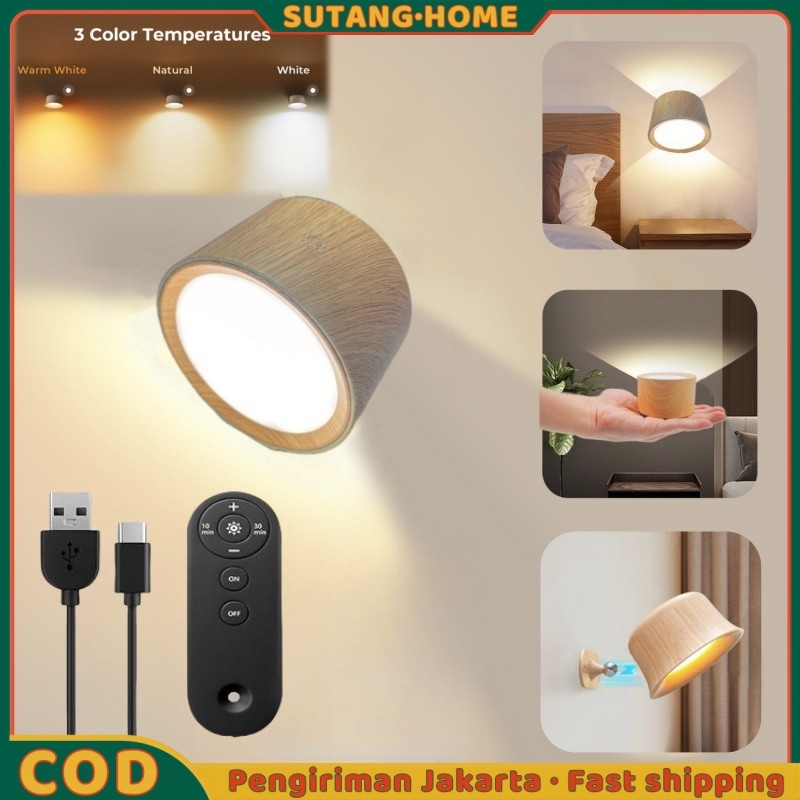 【SUTANG】Lampu Dinding 360° Magnetik Putar USB Dapat Diisi Ulang + Remote Pengendalian Sentuh Lampu B