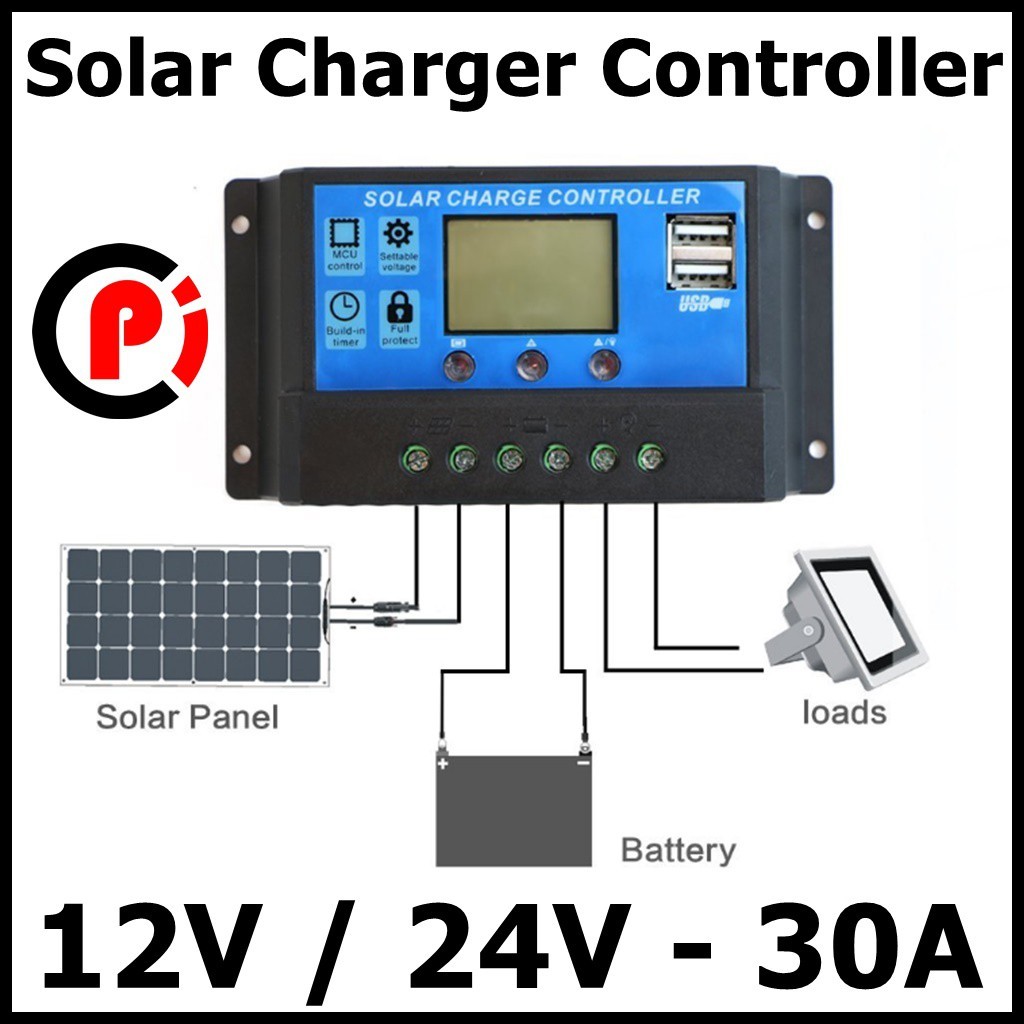 HANAISO Solar Panel Charger Controller Panel Surya 30A 12V 24V Control