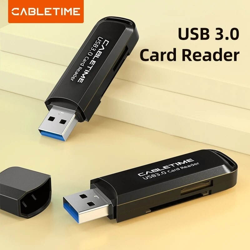 CABLETIME Card Reader SD TF USB 3.0 to Micro SD&TF 2 in 1 Memory OTG Adapter for Camera MacBook Air 