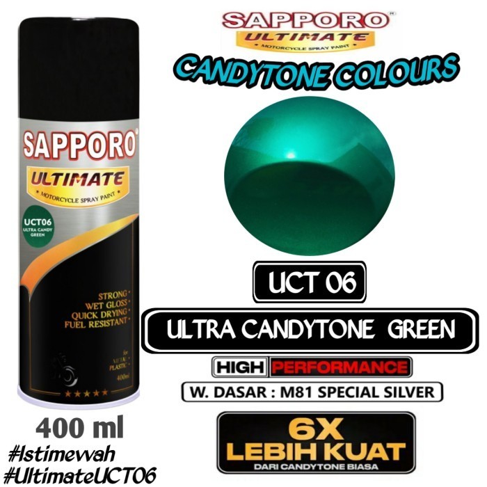 

UCT06 ULTRA CANDY GREEN SAPPORO ULTIMATE 400ml Cat Semprot Pylok Pilok