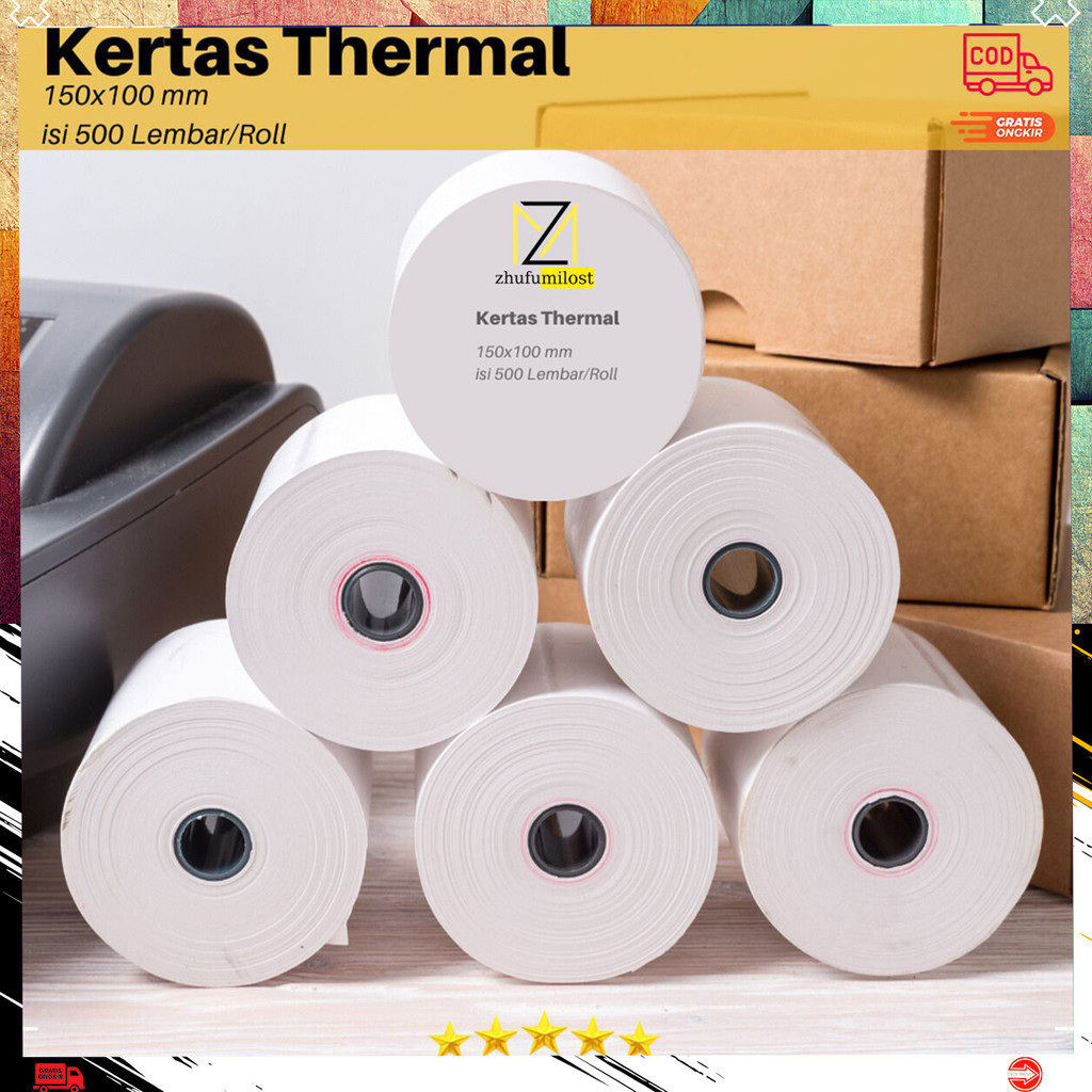 

Kertas Printer Thermal Siker Roll A6 100x150mm Struk Resi DLL