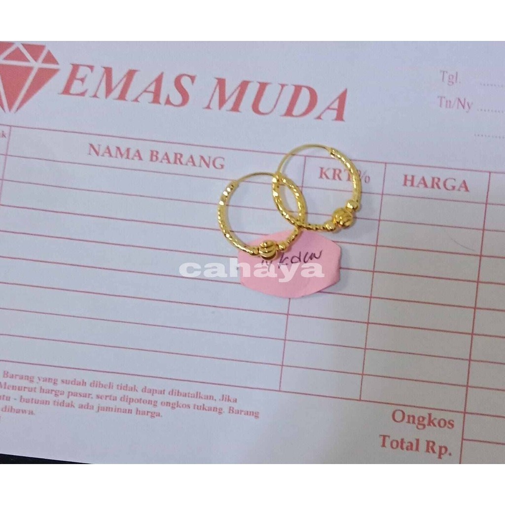 anting givsi motif emas mudah berlapis kadar rendah