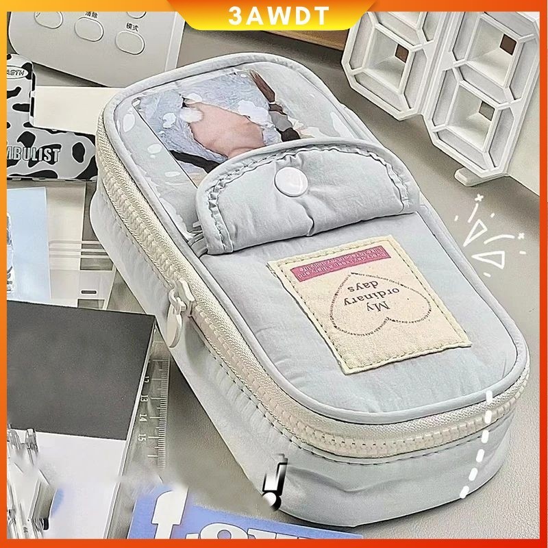 

【Penjual Lokal】Pencil Case Tempat Pensil Retro Heart Zipper Large Capacity Stationery Cosmetic Pouch