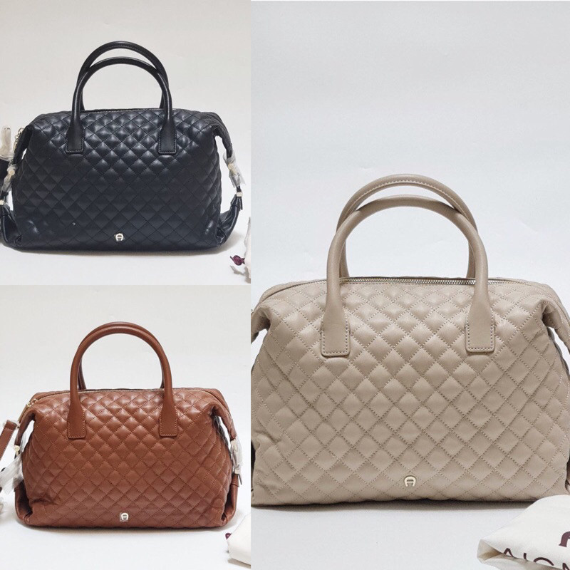 PROMOSI TAS SELEMPANG BRANDED WANITA ORIGINAL - AIGNER EMILY QUILTED SATCHEL BAG