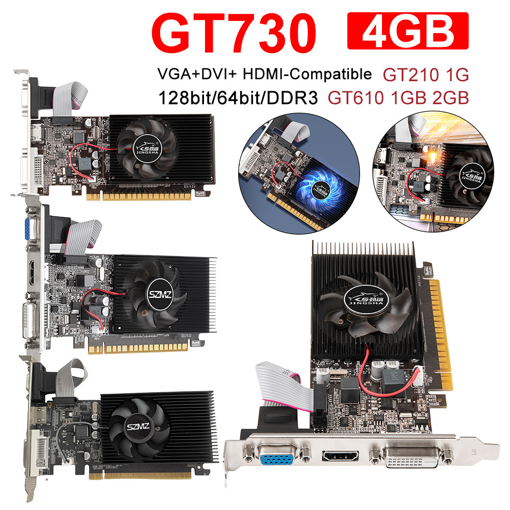 GT730 4GB DDR3 128Bit/64Bit Graphics Card With HDMI VGA DVI Port PCI-E2.0 16X Low Profile Graphics C
