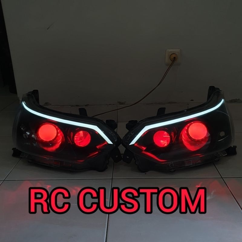 paket headlamp custom avanza veloz 2016 2017 double projector lazy eyes super terang