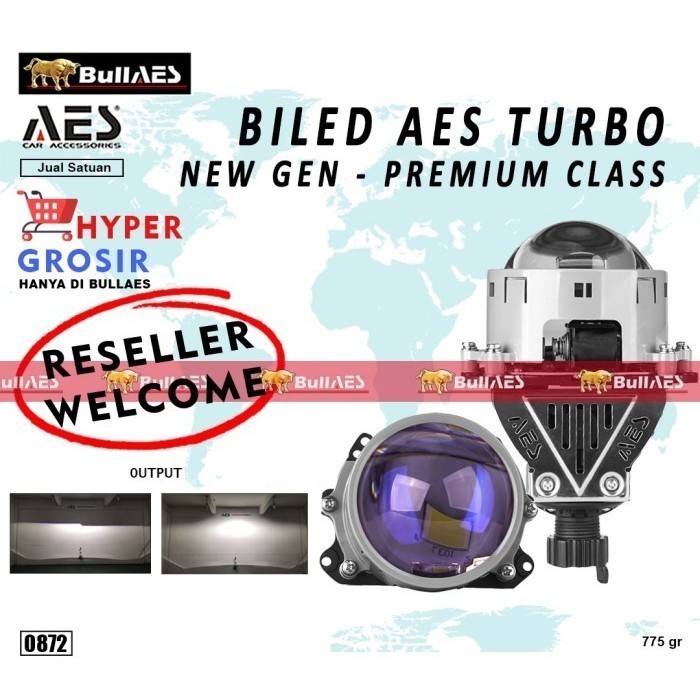 LED Biled Projector TURBO AES 3 Inchi Bluefirm Dual Chip Led 55 W Sepasang