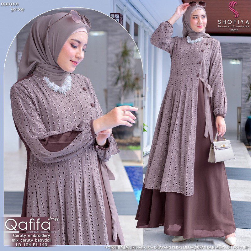CUCI GUDANG Qafira dress / gamis qafifa shofiya / original shofiya / Ld 110 / LD 120 / Gamis jumbo /