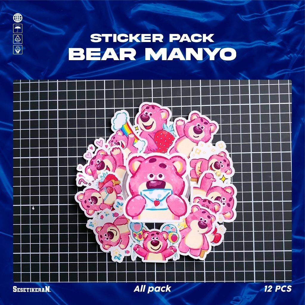 

COD✨ Sesetikeran Stiker Pack Kartun Disney Strawberry Bear Manyo Untuk Koper Laptop Skateboard
