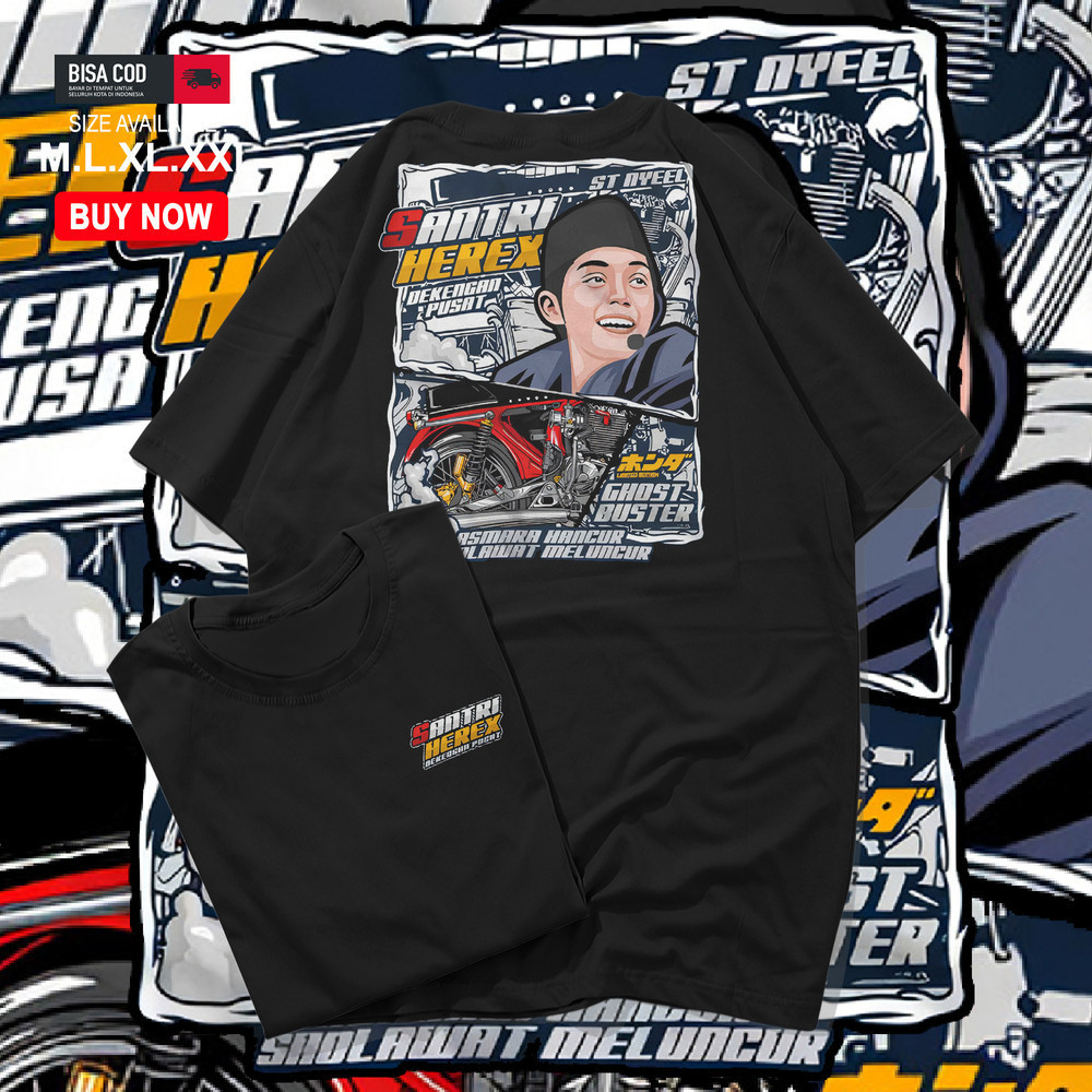 Kaos Racing Dekengan Pusat Santri Herex Gus Iqdam ST Nyeel Baju Distro Motor Herex Tshirt Otomotif