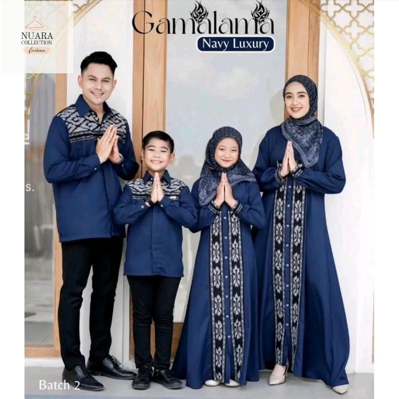 READY STOK GAMIS GAMALAMA NAVY LUXURY - GOLDEN ROD - PEARL WHITE - DEEP RAISIN- SET COUPLE KELUARGA 