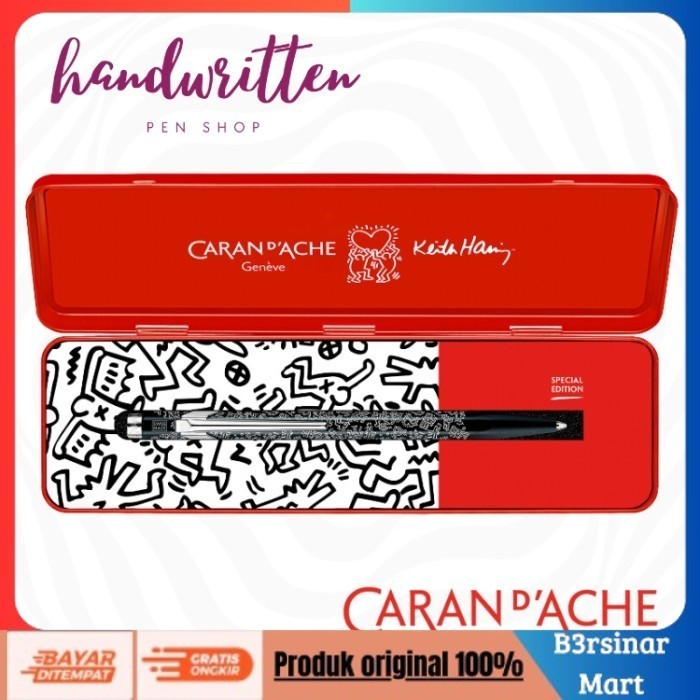 

[BAYAR DI TEMPAT] PROMO Keith Haring + CARAN DACHE 849 Ballpoint Pen Black/ Pulpen COD