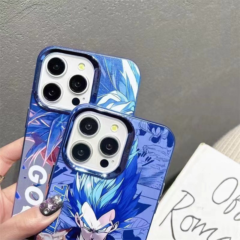 t IPhone series electroplated silver frame anime phone case suitable for iPhone 15 promax 13 promax 