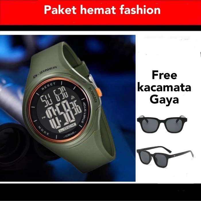 TERMURAH Paket Jam tangan Pria Dziner DZ8281 tali warna tourch screen original water resist free kac