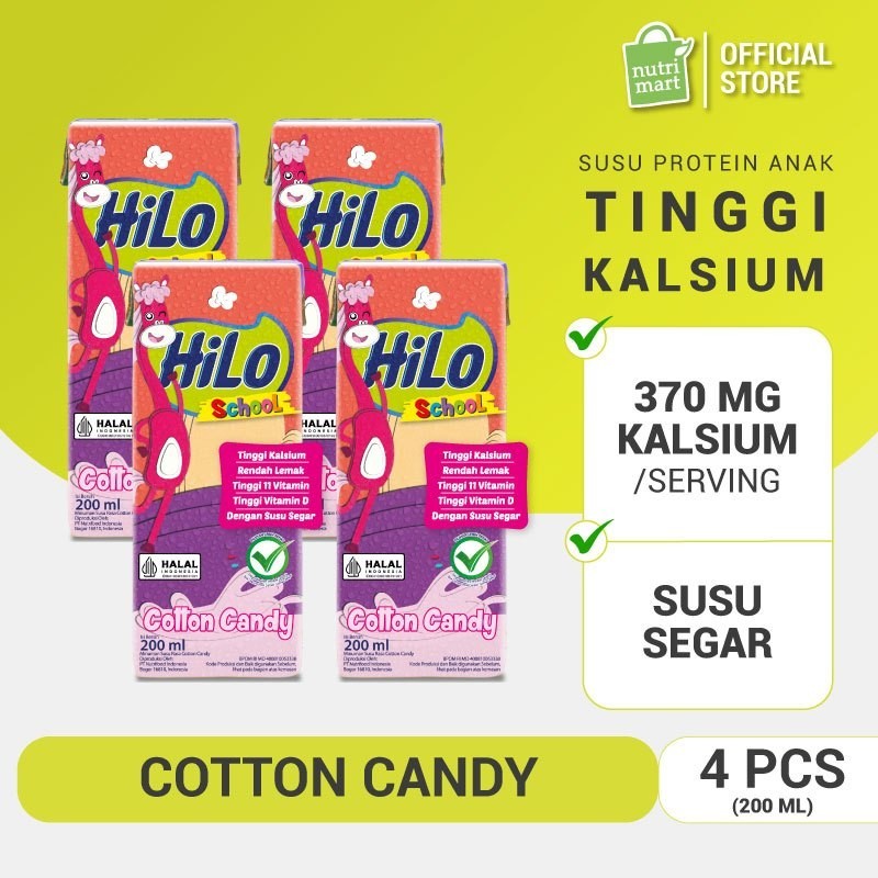 

Harga Spesial - 4 Pack - HiLo School Cotton Candy UHT Ready to Drink 200ml - Susu Siap Minum Tinggi Kalsium