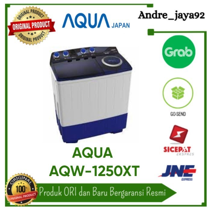 AQUA Mesin Cuci 2 Tabung 12KG QW-P1250T / QWP 1250 T / QWP1250T
