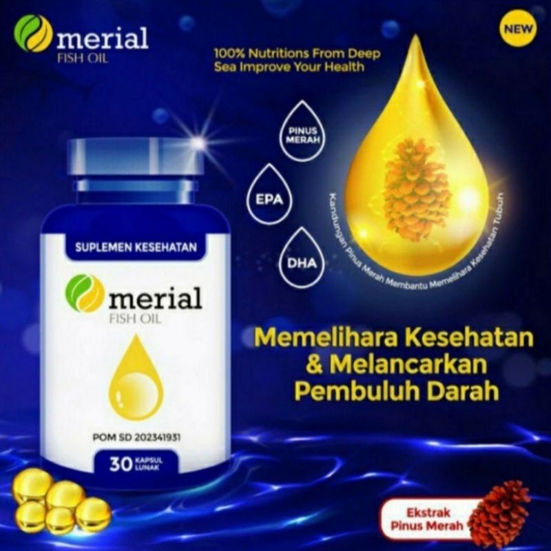OBAT DIABETES MERIAL FISH OIL ASLI 100% ORIGINAL OBAT DARAH TINGGI HIPERTENSI ASAM URAT KENCING MANI