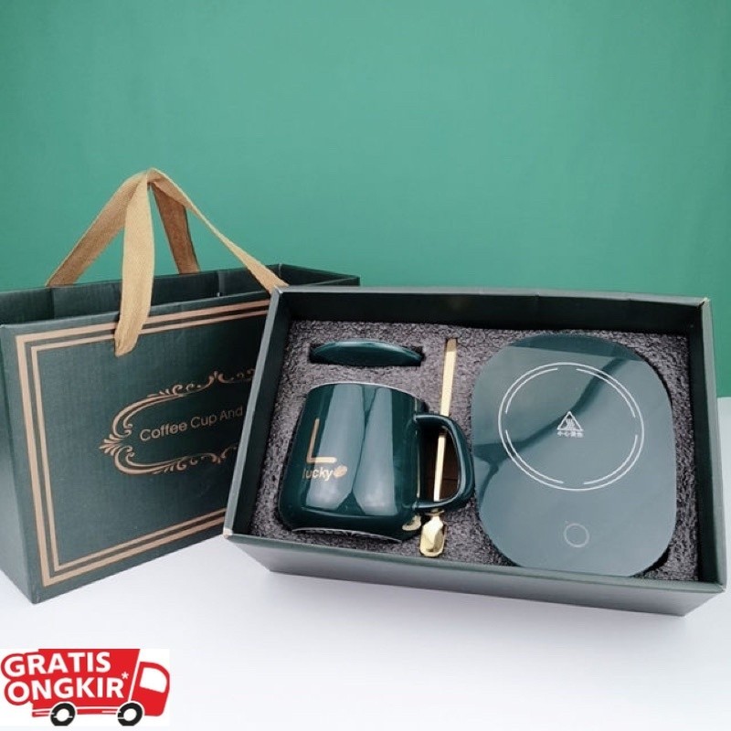 < SJA > Gelas set keramik / Mug Cangkir Gelas Listrik Pamanas Penghangat Minuman Kopi Susu Cup Coffe