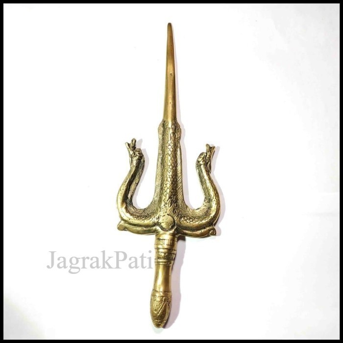 Tombak Trisula Naga Kembar Kuning Emas JP14522