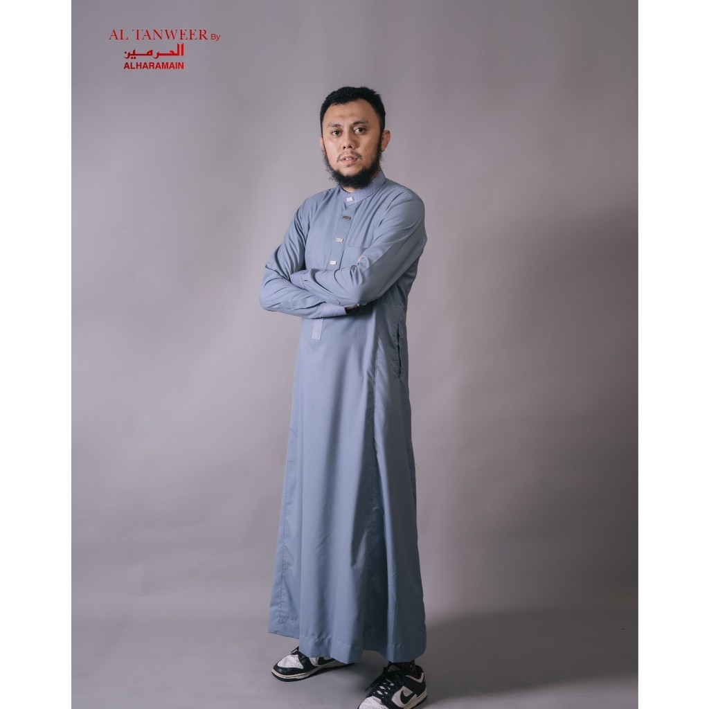 AL TANWEER by Alharamain Original Jubah / Gamis Pria Dewasa Slimfit Kombinasi SCC (119) | Hijau | Ko