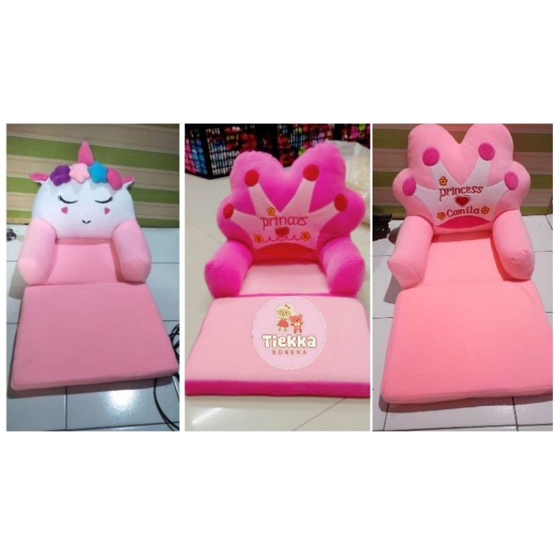SWR57 SOFA ANAK SOFA BONEKA SOFA BED SOFA BAYI  PRINCES PINK LIPAT 2