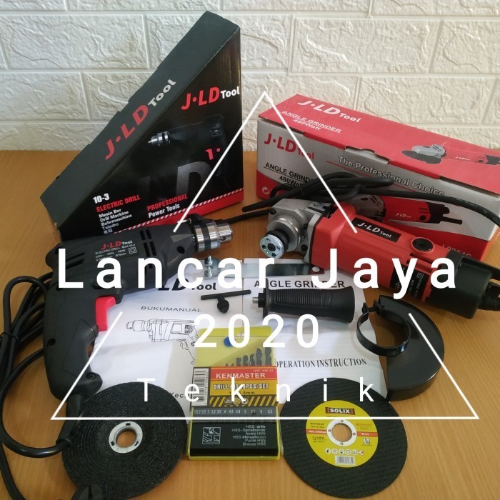PAKET MESIN BOR DAN GERINDA JLD 4 INCHI DAN 10 MM MATA BOR SET 13 PCS