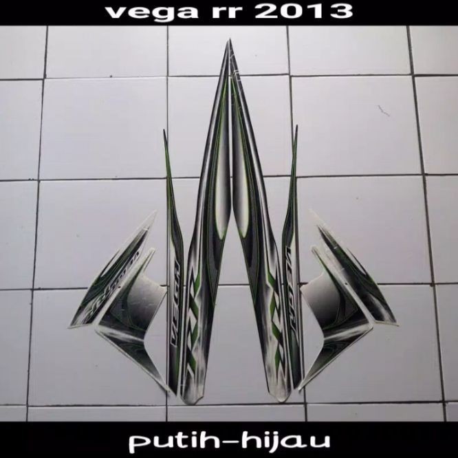 Stiker Striping Les Lis Bodi Motor Vega RR 2013 Warna Putih Hijau
