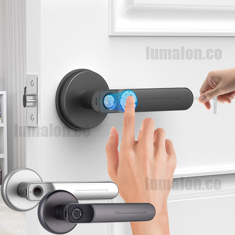 Kunci Pintu Sidik Jari Cerdas Kunci Pintu Biometrik Dengan Gagang Kunci Pintu Tanpa Kunci Kunci Pint