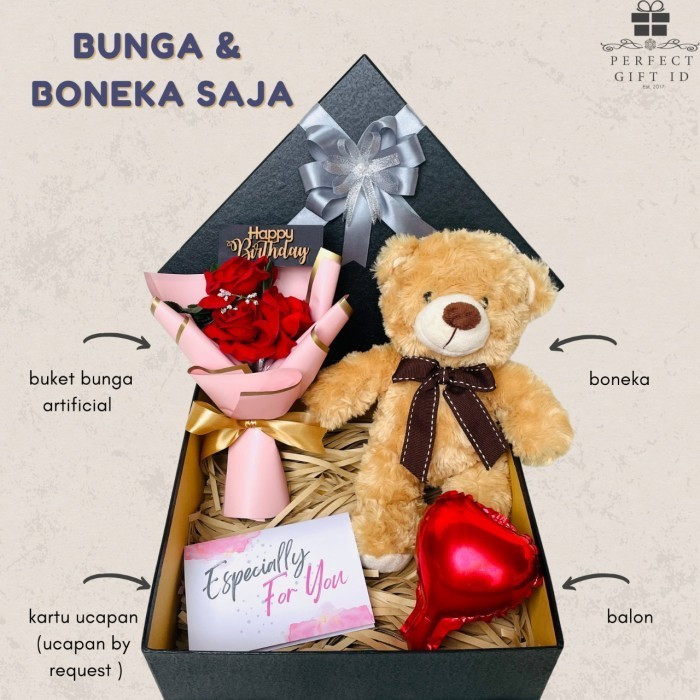 

(NEW) -Kado Ulang Tahun / Kado Anniversary/ Hampers Bunga Boneka/Hadiah Ultah - Bunga& Bnk Saja, Happy Birthday