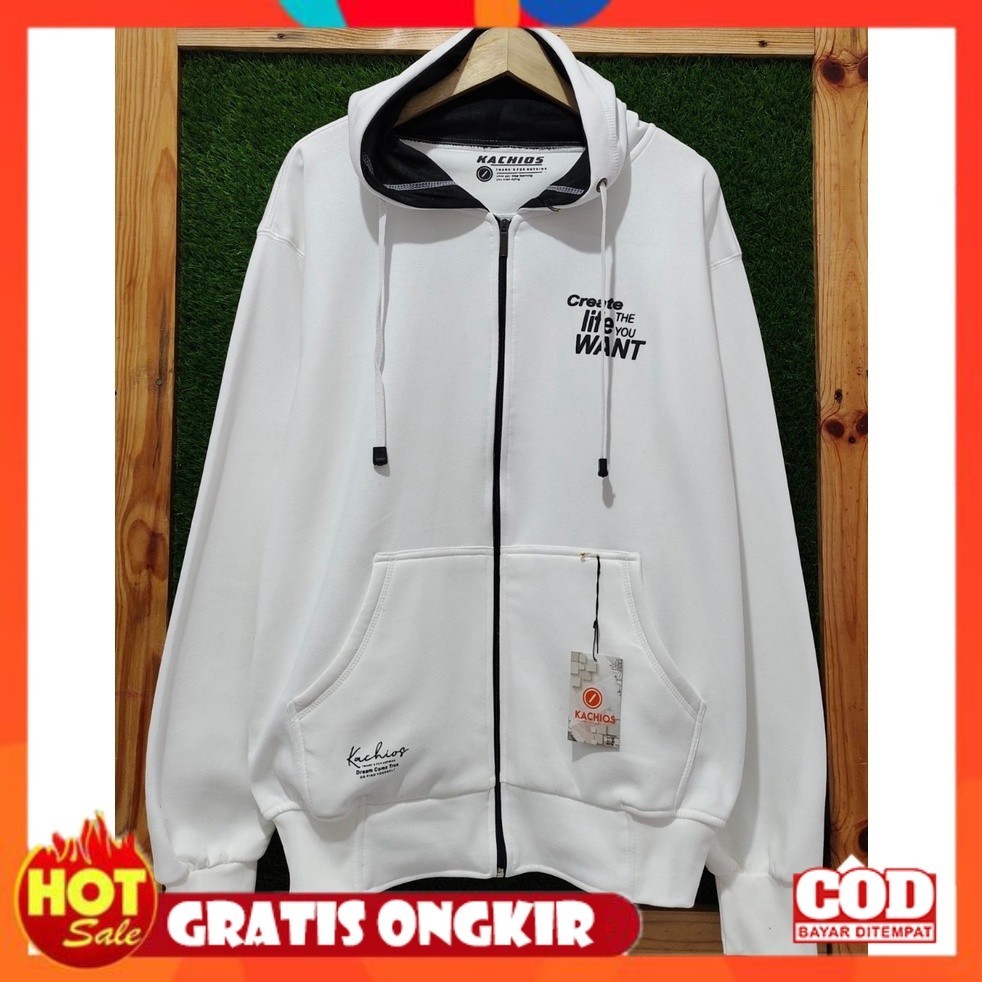 [PREMIUM ORIGINAL] Athru Jaket Zipper Hoodie Pria Oversize Sweater Hodie Ziper Putih Distro Original