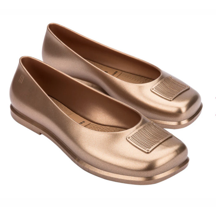 Sepatu Flat Wanita Melissa Ruby + Marc Jacobs Ad Gold Beige