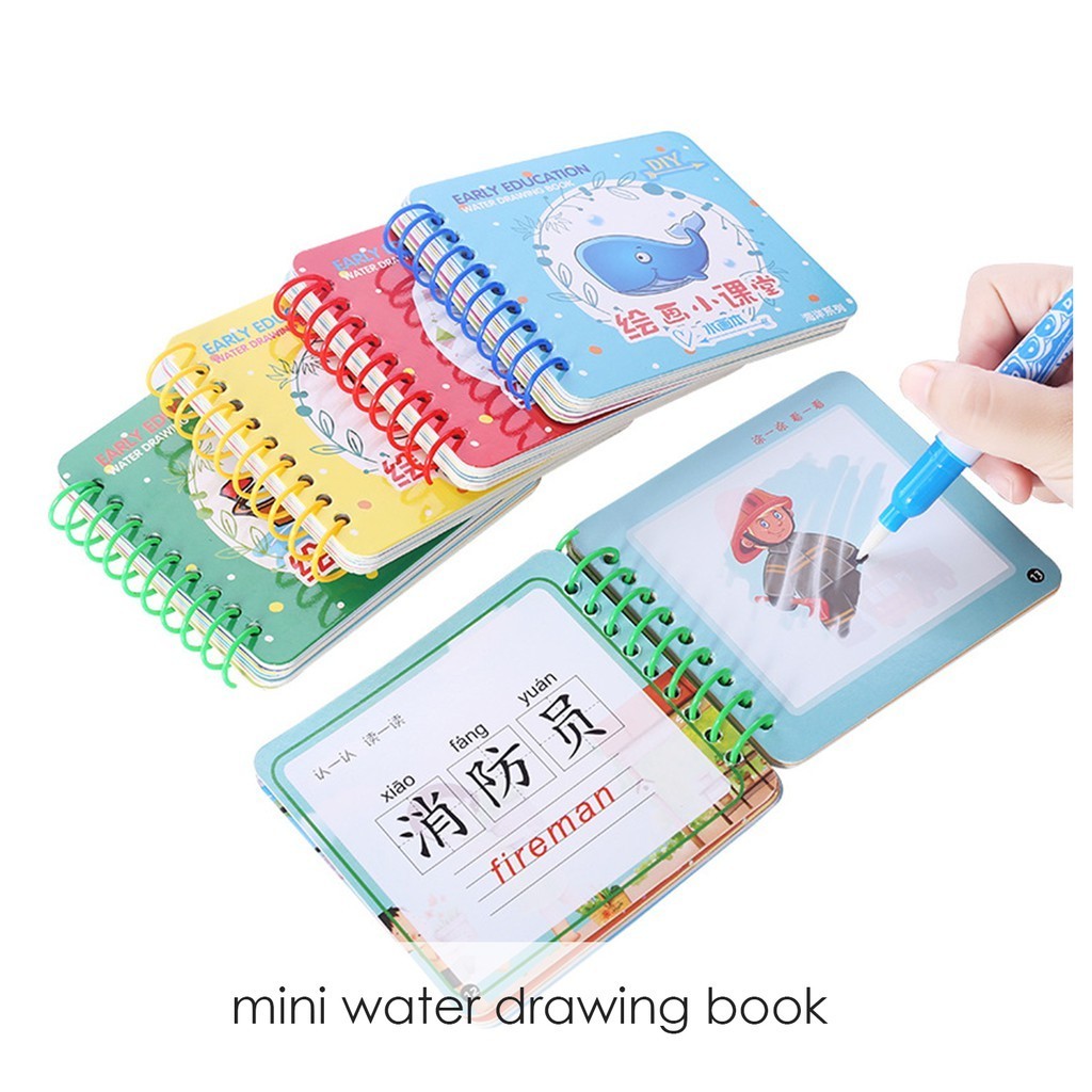 

Buku mewarnai tebal MINI DOODLE BOOK / mainan anak water doodle kecil buku spiral/ magic water book