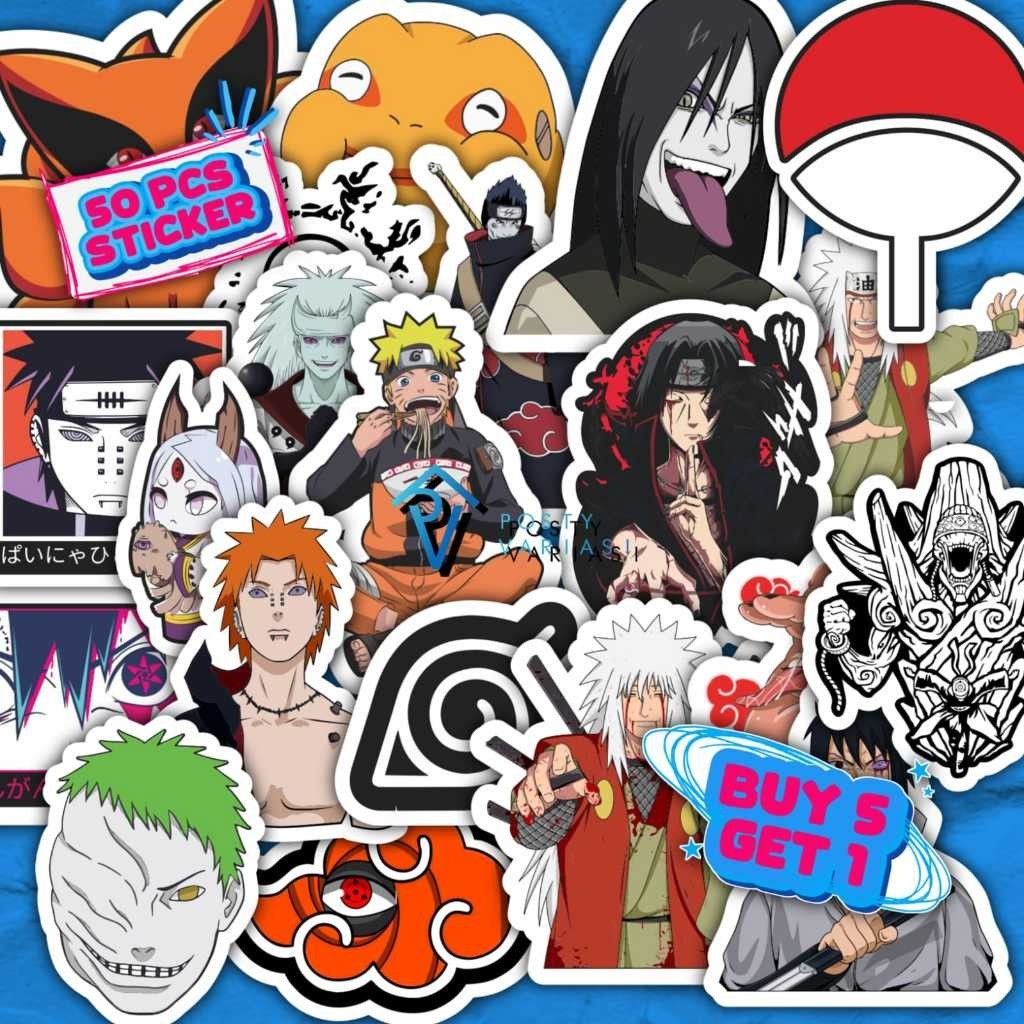 

[50 Pcs] Stiker HP Laptop / Sticker Helm Anime Naruto Aesthetic Anti Air