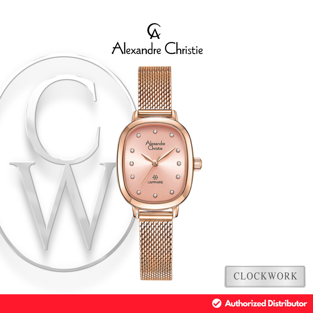 Jam Tangan Wanita Alexandre Christie AC 2B40 LHBRGLN Rantai Pasir / Mesh Strap Casual Passion Rosego