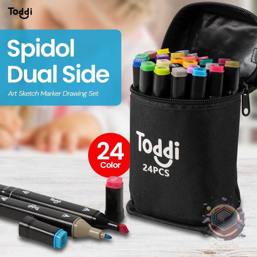 

Toddi Spidol Dual Side Fine Art Marker Brush Double Tip 1.0mm 6.0mm - CY-006