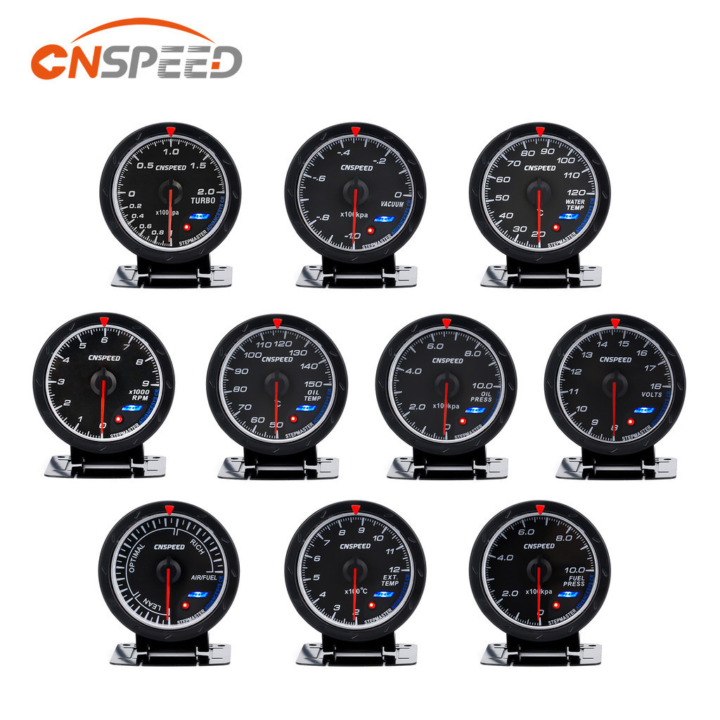 CNSPEED 60MM Volt meter Water temp Oil temp gauge Turbo Boost gauge Oil press meter Exhaust gas temp
