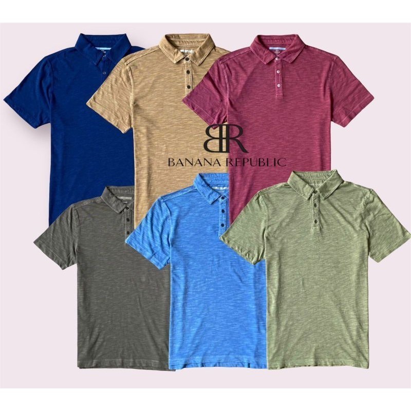 POLO SHIRT VINTAGE SLUB COTTON / KAOS POLO KERAH POLOS ADEM ORIGINAL SISA EXPORT