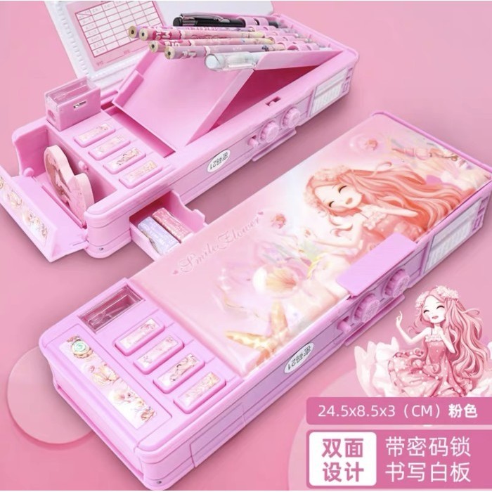 

✨NEW✨ -KOTAK TEMPAT PENSIL ANAK PEREMPUAN KARAKTER PRINCESS MAGNET SANDI - Princess Pink