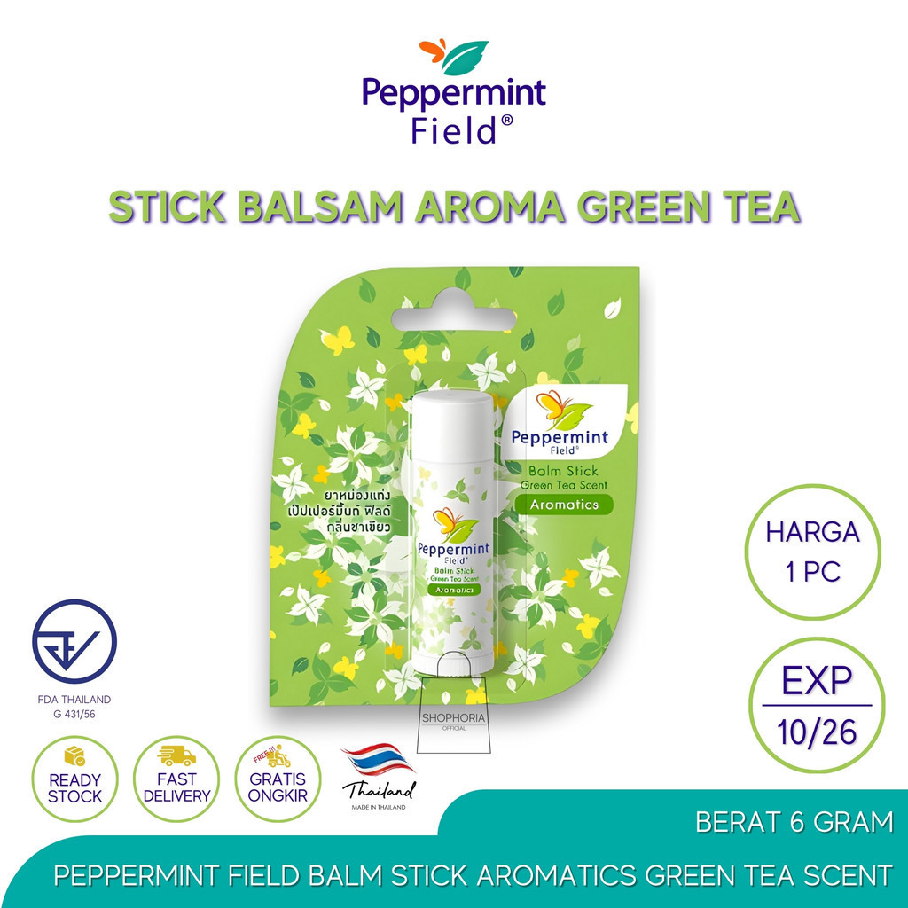 Peppermint Field Balm Stick 6gr Menthol Camphor Eucalyptus Oil Peppermint Oil Segar Alami Thailand