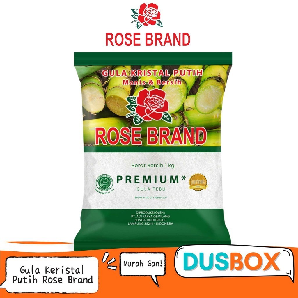 

Rose Brand Gula Kristal Premium 1KG / Gula Kristal Premium / Gula Pasir 1kg / Gula Pasir Rose Brand