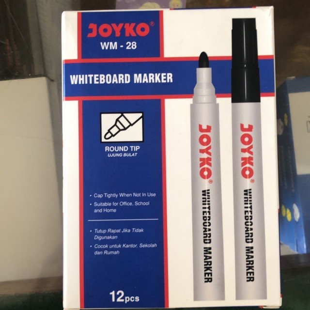 

Joyko Spidol Papan Tulis WM-28 WM-29 Wm-30 1 Pack 12 Pcs / Whiteboard Marker Hitam Nonpermanent
