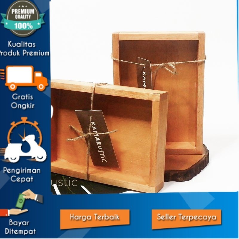 WOODEN STORAGE BOX / TATAKAN KAYU AESTHETIC / FRAME KAYU / KOTAK SKINCARE