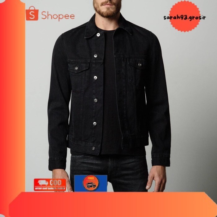 ✨BESTSELLER✨ -jaket jeans tebal  pria cowok jins lembut jacket kancing - biru tua, M