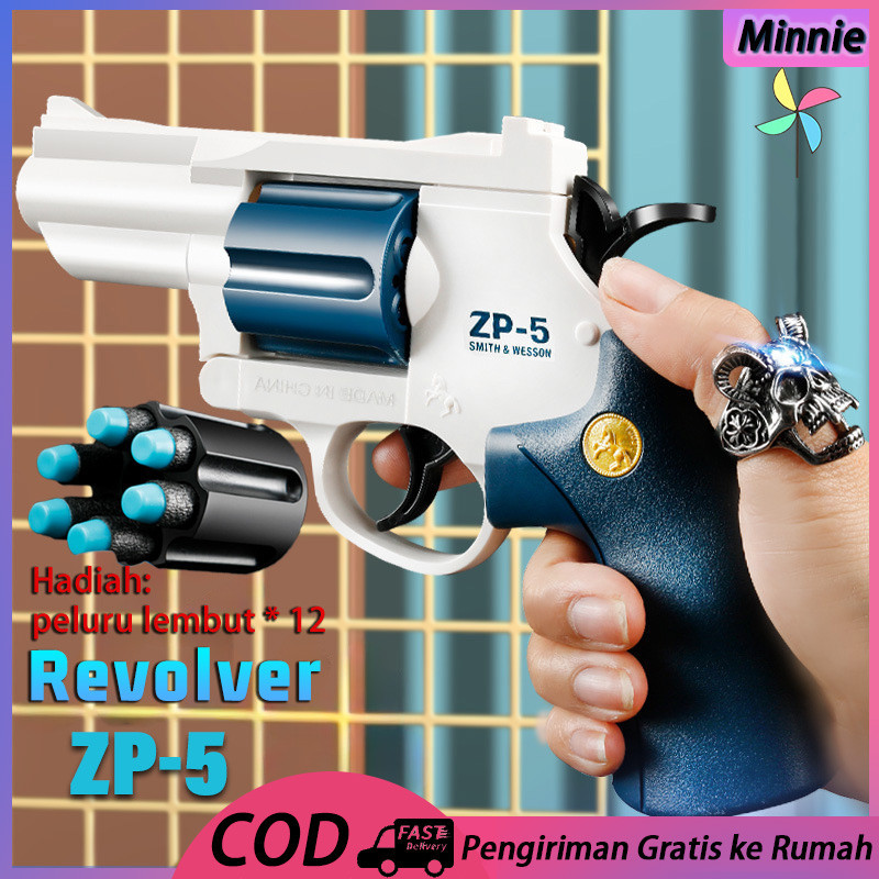 Revolver Peluru Lunak Anak-anak ZP5 Pistol Tembakan Berturut-turut Dapat Menembakkan Peluru Lunak/mo