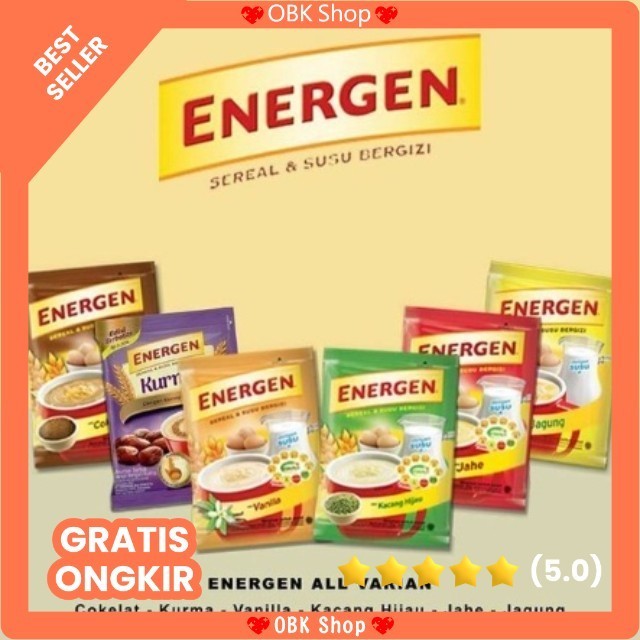 

ENERGEN Varian Rasa Minuman Sereal Bernutrisi Energen Kurma Energen Vanilla Energen Coklat Sachet